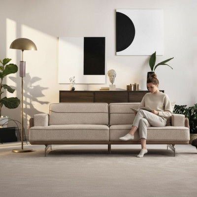 Exclusieve Beige bank 3 zits Moderne meubels Woonkamer Beklede bank