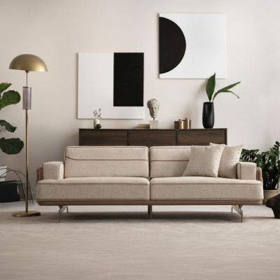 Exclusieve Beige bank 3 zits Moderne meubels Woonkamer Beklede bank