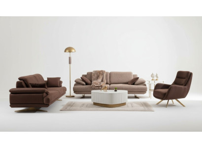 Bruine woonkamerbanken Designer 3+3+1-zits set, enkele zits 3-delig