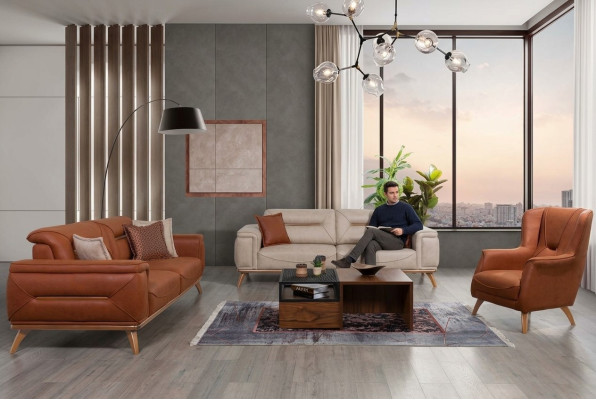 Woonkamer ontwerper zitmeubelen bankstellen 3-zits gestoffeerde fauteuil 3-delig