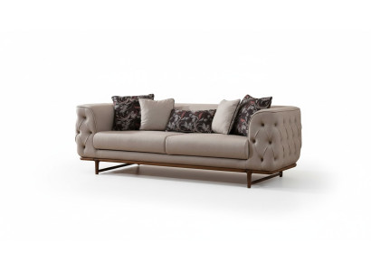 Helle beige Chesterfield driezitsbank Luxe 3-zitsbank Nobele gestoffeerde banken