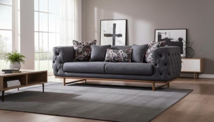 Zwarte Chesterfield bank Designer slaapfunctie Woonkamer 3-zits