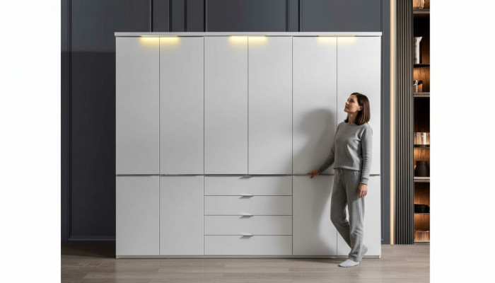 Witte kledingkast 4 laden Slaapkamerkasten Houten meubels
