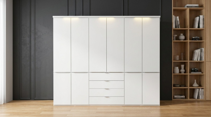Witte kledingkast 4 laden Slaapkamerkasten Houten meubels