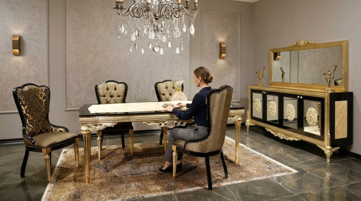 Eethoek set eetkamer eettafel set 7-delig luxe bruin edel hout