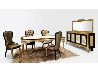 Eethoek set eetkamer eettafel set 7-delig luxe bruin edel hout