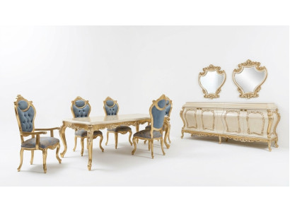 Luxe eetkamerset Eettafel 6x stoelen Dressoir Vitrine Spiegel