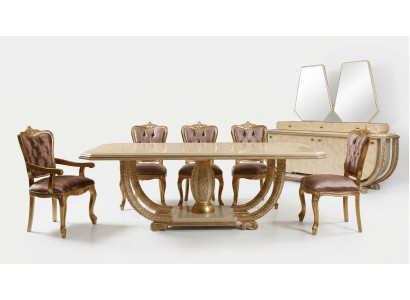 Klassieke eetkamer set, mooie eettafel 4 stoelen dressoir vitrine 8-delig.