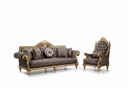 Klassieke Chesterfield bankstel 3+1 zits Designer salontafel 3-delig