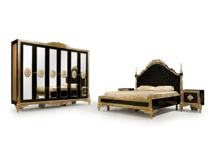 Zwarte slaapkamer set Luxe bed 2x nachtkastjes dressoir kast