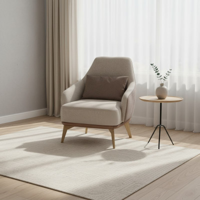 Exclusieve fauteuil woonkamer textiel eenzitter design stijlvolle houten poten