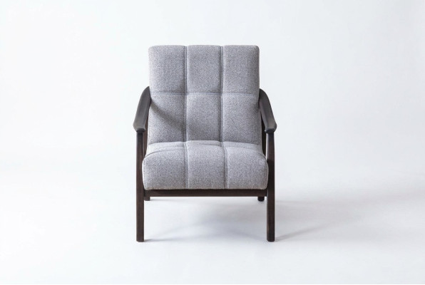 Ontwerper grijze fauteuil woonkamer zitmeubels Luxe houten frame Nieuw