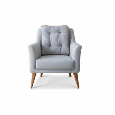 Lichtblauwe woonkamerfauteuil, ontwerpersfauteuil, relaxfauteuil, meubels