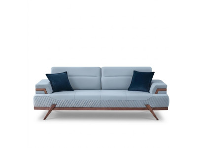 Moderne bankstellen designer blauwe 3-zitsbanken leren bankstellen nieuw