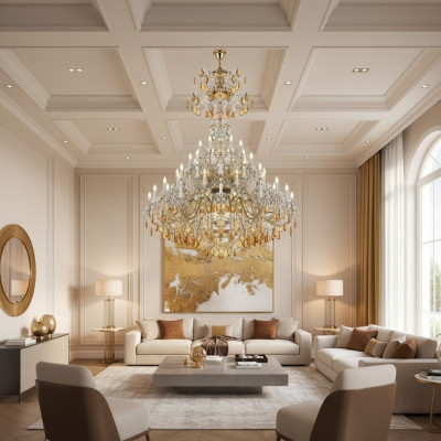 Edel kristallen kroonluchter woonkamer verlichting binnengebied luster.