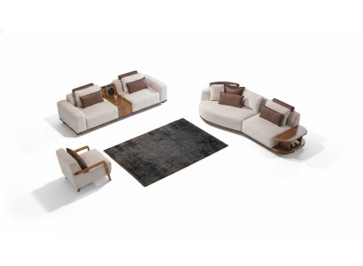 Beige bankstel Moderne luxe banken 3+2 zits Kussenstoel 3-delige set