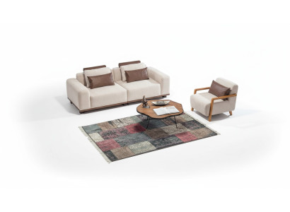 Beige woonkamer sofa set Exclusieve 2-zits textiel fauteuil Bekleed meubilair