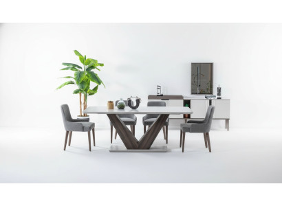 Luxe eetkamerset eettafel 4x stoelen + dressoir met spiegel Nieuwe set