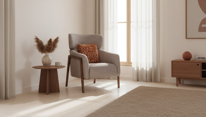 Moderne Beige Fauteuil Woonkamer Textiel Luxe Design Meubels Lounge Club