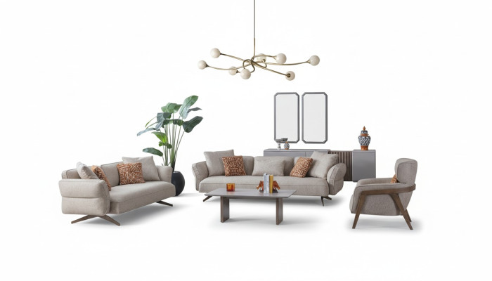 Luxe Modern Woonkamer Set 4-delig. 4+3 zitsbank en salontafel nieuw