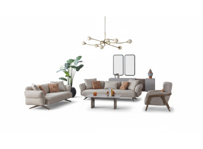 Luxe Modern Woonkamer Set 4-delig. 4+3 zitsbank en salontafel nieuw