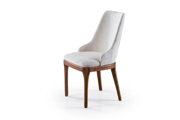Exclusieve witte stoelen met bruine houten poten design eetkamer nieuwigheid.