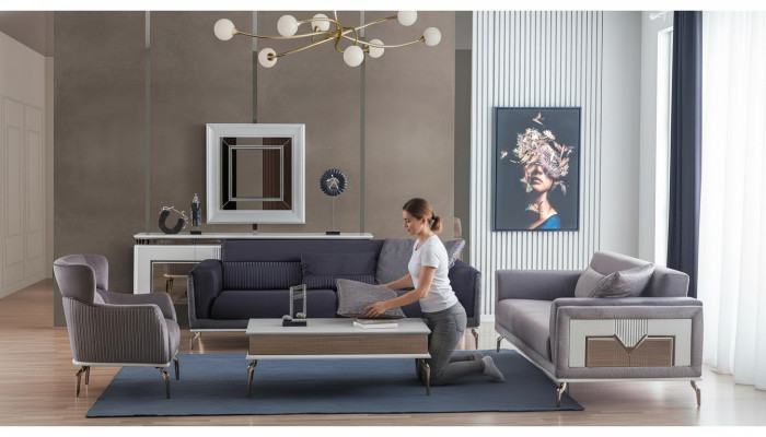 Ontwerp woonkamerset banken fauteuils moderne salontafel 3+3+1 salontafel