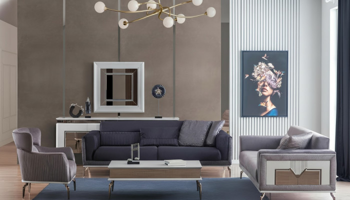 Ontwerp woonkamerset banken fauteuils moderne salontafel 3+3+1 salontafel