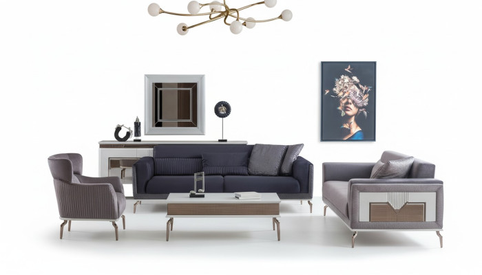 Ontwerp woonkamerset banken fauteuils moderne salontafel 3+3+1 salontafel