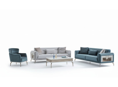 Ontwerper bankstel 4-delig. bankstelset 3-zits fauteuil salontafel