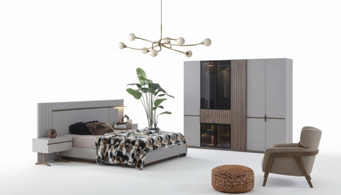 Slaapkamerset Luxe Design Bed 2x Nachtkastje Kledingkast 4-delige Nieuw