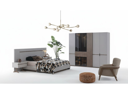 Slaapkamerset Luxe Design Bed 2x Nachtkastje Kledingkast 4-delige Nieuw