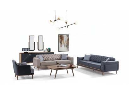 Luxe Modern Woonkamerset 4-delig. 4-zits fauteuil salontafel Houten meubels