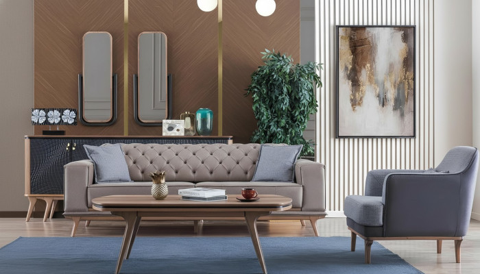 Luxe modern woonkamerset 4-delig. 4-zits fauteuil salontafel meubel Nieuw
