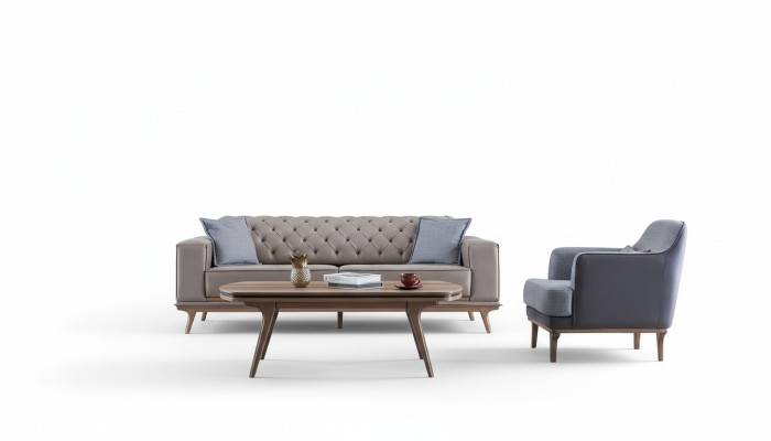 Luxe modern woonkamerset 4-delig. 4-zits fauteuil salontafel meubel Nieuw