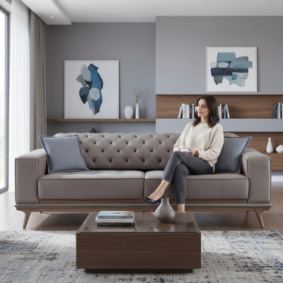 Bankstel 4-zits Design Bankstellen Grijs Stof Relax Zitmeubels Modern