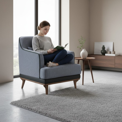 Fauteuil Modern Grijs Woonkamer Zitmeubelen Textiel design Meubels Éénzitter