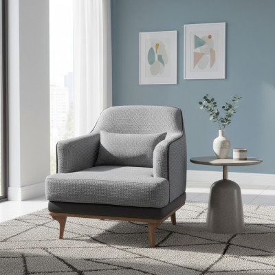 Fauteuil Modern Grijs Woonkamer Zitmeubelen Textiel design Meubels Éénzitter