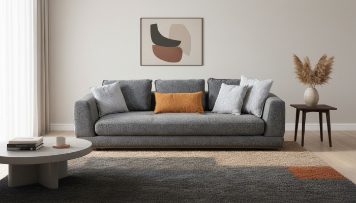 Bank 3-zits Moderne meubels Witte woonkamer Luxe 243cm Driezitsbank