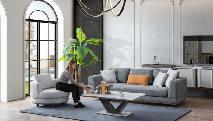 Luxe bankstel bank gestoffeerde set bank banken 3-dlg. salontafel