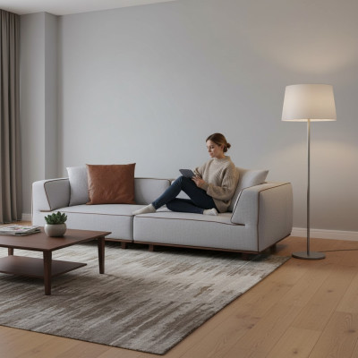 Sofa 4-zits design bankstellen bekleding grijs textiel relax zitmeubelen 272cm xl