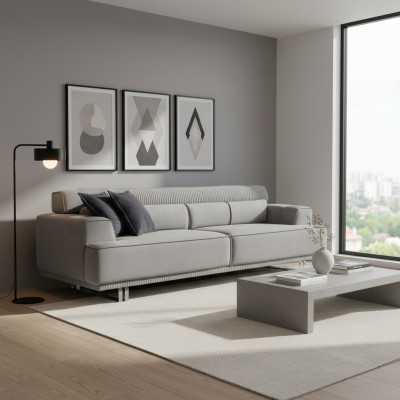 Bank 3-zits Modern Meubilair Grijs Woonkamer Luxe Inrichting 235cm