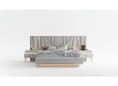 Slaapkamer Set Luxe Compleet Bed +2x Nachtkastjes 3-delig Modern Set