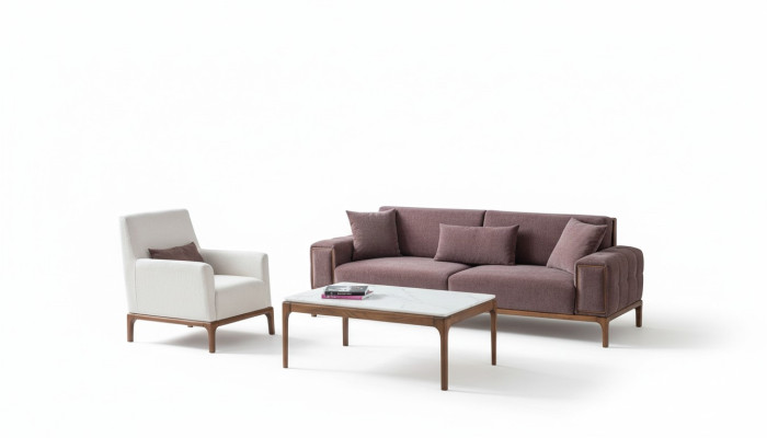 Woonkamerset 3+1 zitsbank salontafel bankstel fauteuil modern design.