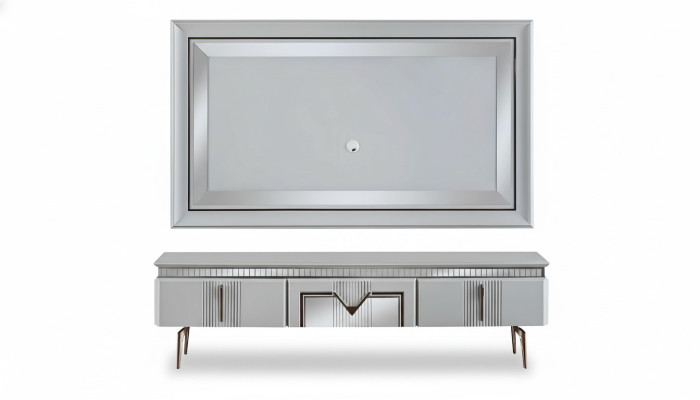 Woonkamer woonkamer grijs meubels dressoir tv wandpaneel paneel 2-delig.