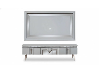 Woonkamer woonkamer grijs meubels dressoir tv wandpaneel paneel 2-delig.