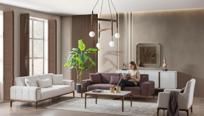 Bankstel 3+3+1 zits + salontafel 4-delig set gestoffeerde meubels bank bank