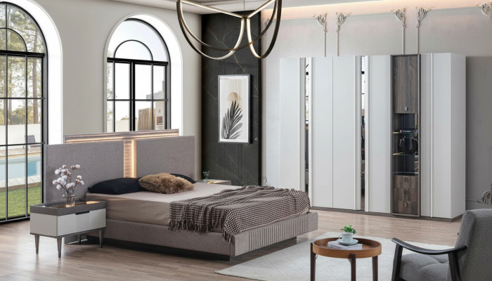 Slaapkamer set Modern Bed 2x Nachtkastje en Kledingkast 4 delig Nieuw