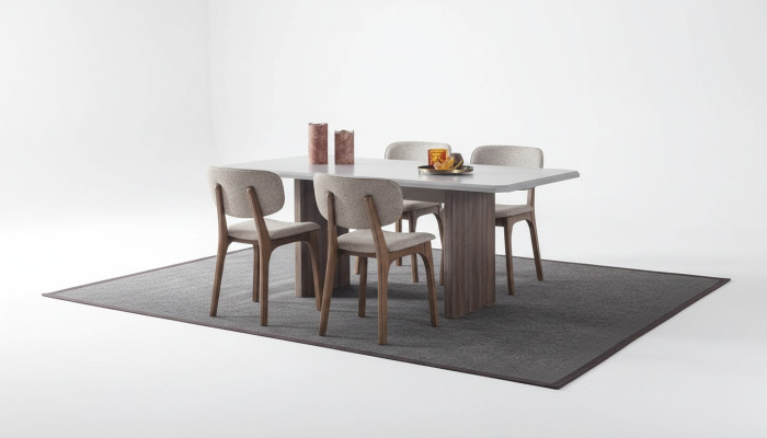 Designer eetkamerset bestaande uit 5-delige eettafel en 4 moderne stoelen.