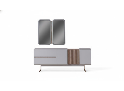 Exclusieve eetkamer dressoir 2x spiegel stijl commode 210cm hout 3-delig